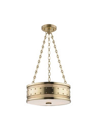 Gaines 3-Light Pendant in Aged Brass.